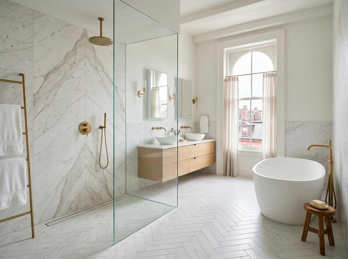 Luxury master bathroom remodel in Boston, MA